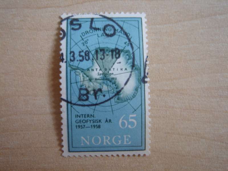 1957 Norway - Map of Antarctica 65 Oere used, stamped
