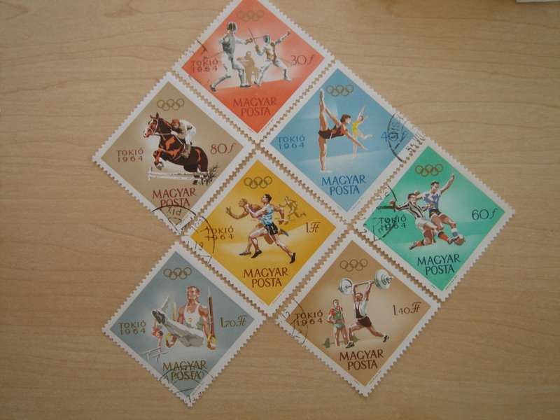 1964 Hungary - Olympic Games Tokio 30,40,60,80f,1,1.40,1.70Ft used, stamped