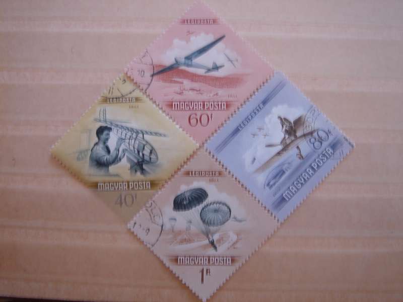 1954 Hungary - Air Motifs 40,60,80f, 1 Ft used, stamped