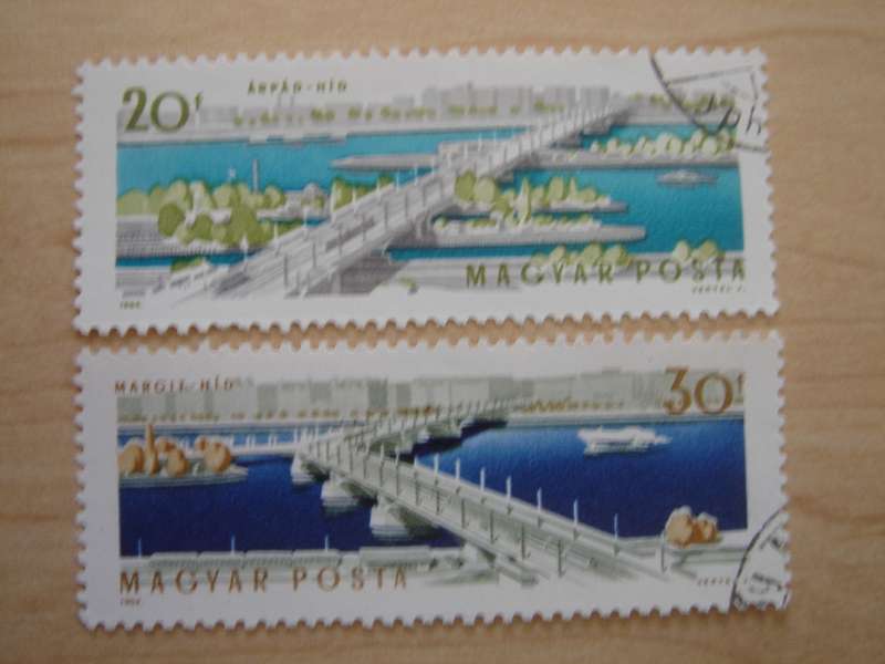 1964 Hungary - Danube Bridges 20,30f used, stamped