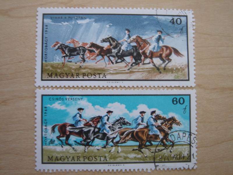 1968 Hungary - Horse Riders 40,60f used, stamped
