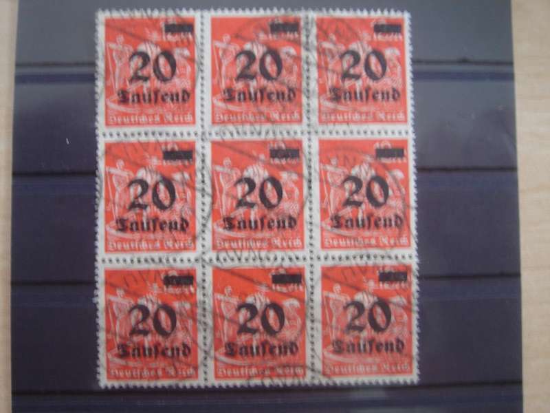 1923 Deutsches Reich MiNr 280 Block of 9 used, stamp