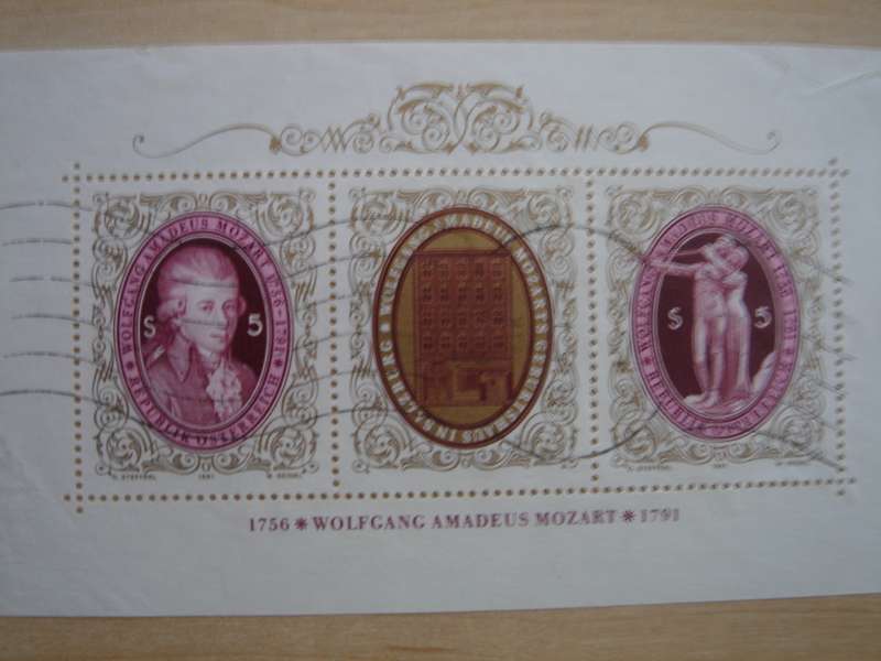 1991 Austria - Mozart Block 2 x S5 used, stamped