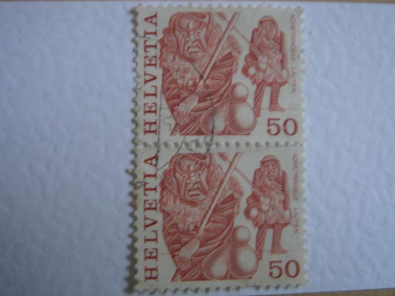 1977 Helvetia - Regional Customs - SG944 vertical pair used, stamped