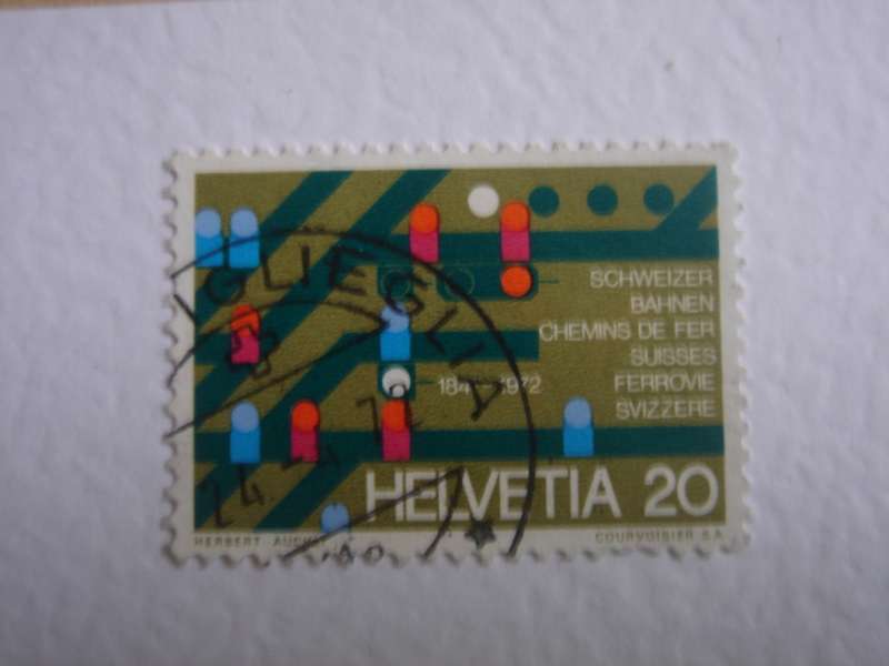 1972 Helvetia - Swiss Railways Anniversary used, stamped