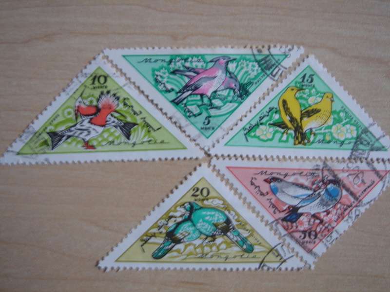 1961 Mongolia - Birds 5,10,15,20,50 triangles used, stamped
