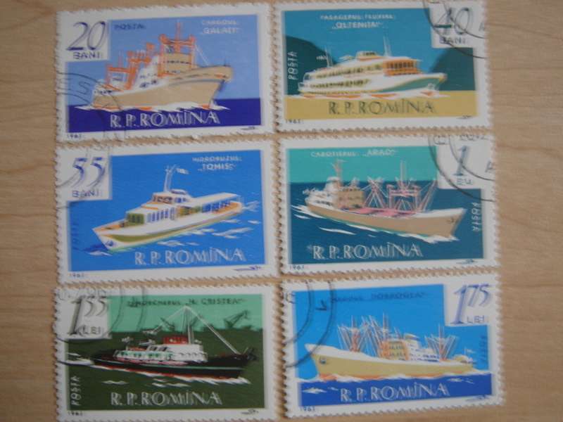 1961 Romania - Merchant Navy set 20,40,55 B + 1, 1.55, 1.75 L used, stamped