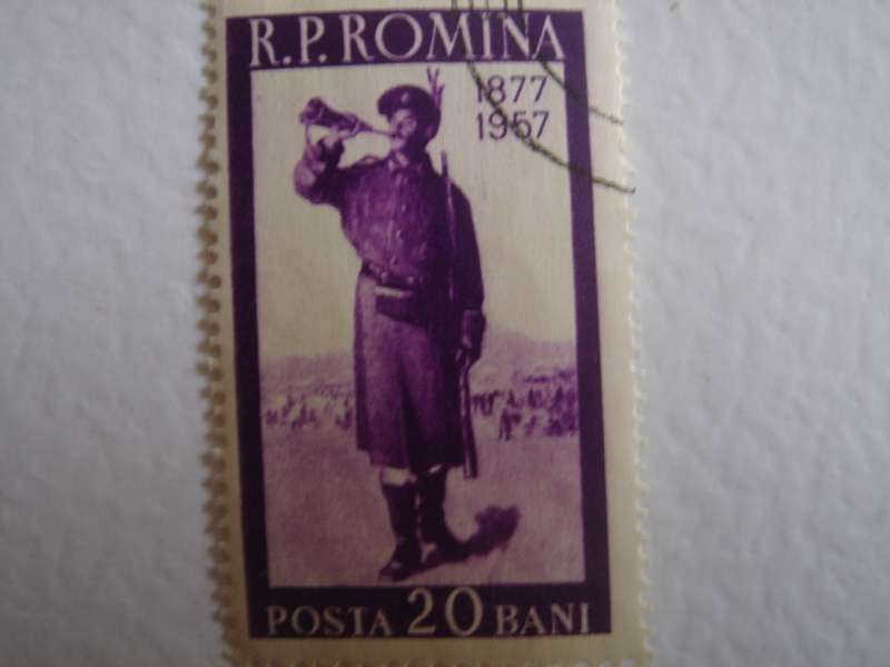 1957 Romania - The Trumpeter 20 Bani used, stamped