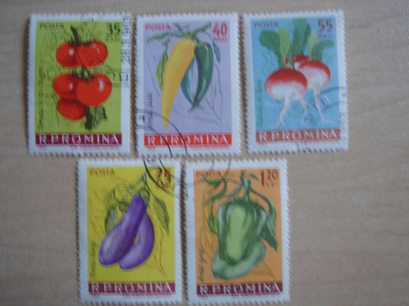 1963 Romania - Vegetables 35,40,55,75 Bani, 1.20 Lei used, stamped