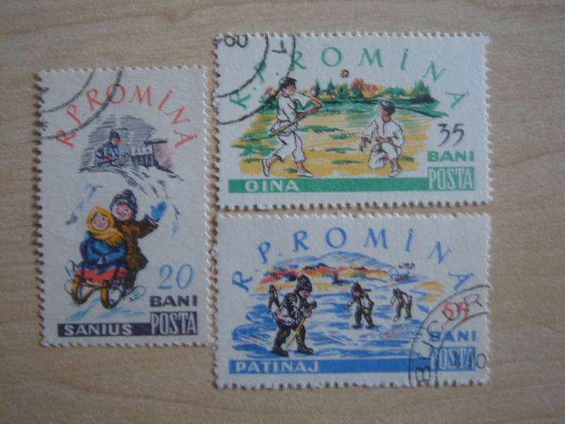 1960 Romania - Playing Children 20,35,55 Bani used, stamped