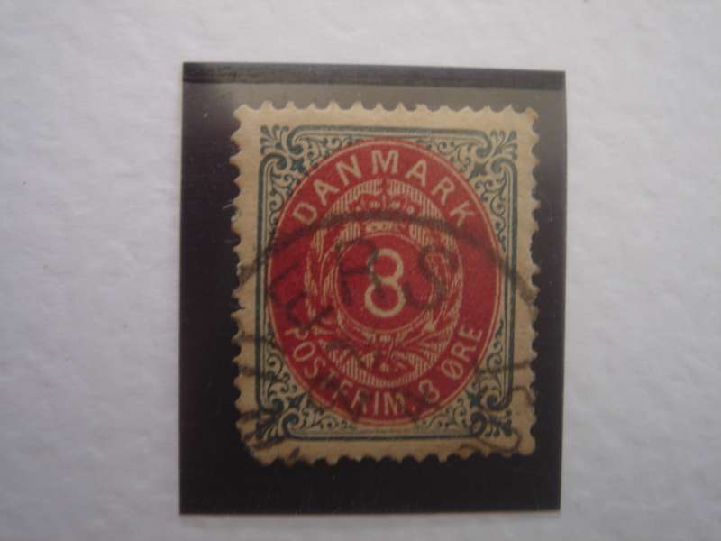 1875 Denmark - Numerals with Crown 8 Oere used, stamped