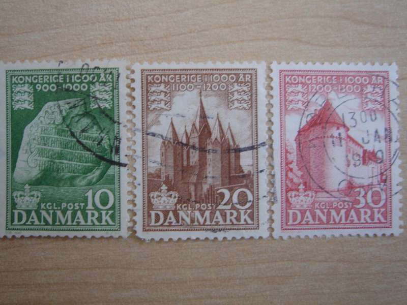 1953 Danish History 10,20,30 Oere used, stamped