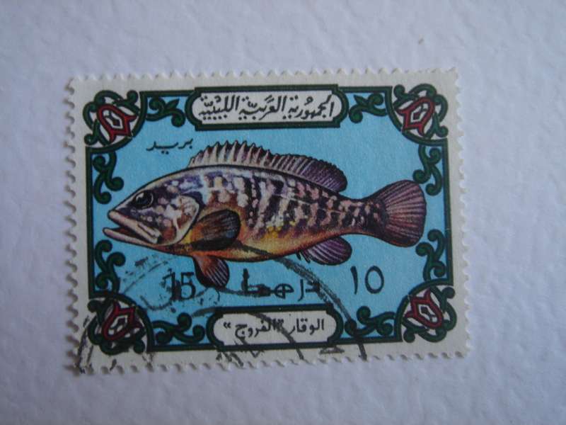 1975 Libya - Perch 15 MILLS used stamp