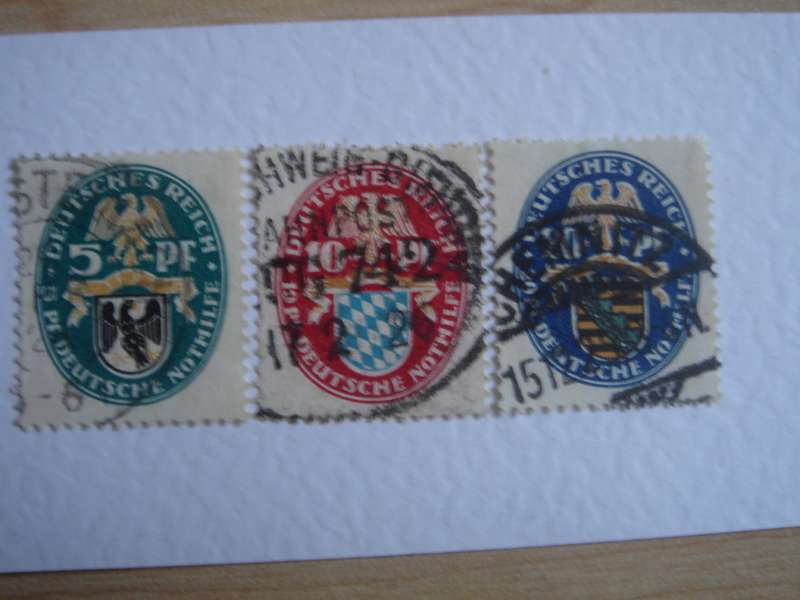 1925 Deutsches Reich MiNr 375-377 used, stamped
