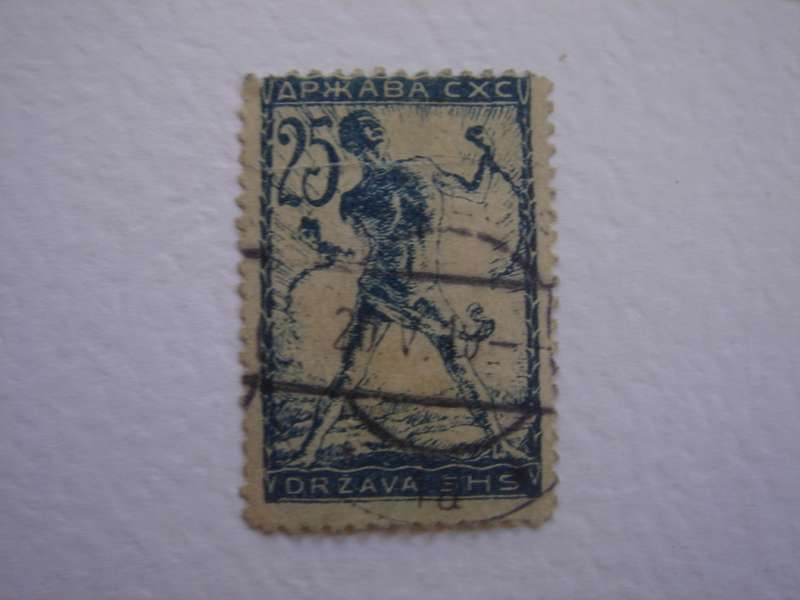 1919 Yugoslavia - Man breaking chain 25 h used, stamped