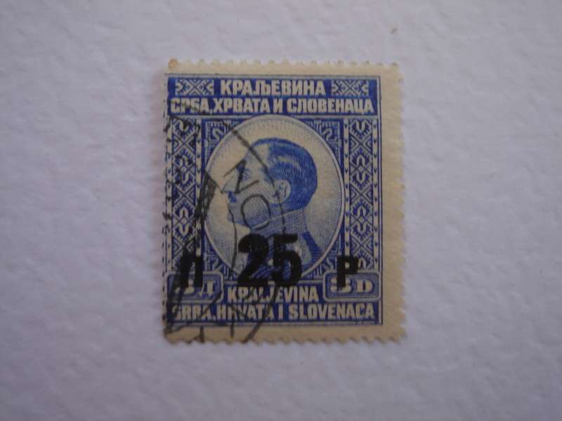 1925 Yugoslavia - King Alexander 25 P on 3 D used, stamped
