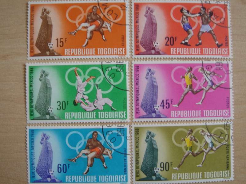 1968 Togo - Olympic Games Mexico 15,20,30,45,60,90 F MNH, stamped