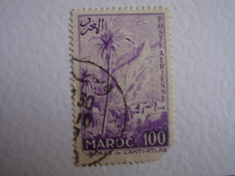 1955 French Morocco - Village in Anti-Atlas - 100 F Air used, stamped