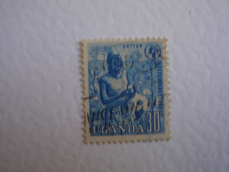 1962 Uganda - Cotton Harvest 30 c used, stamped