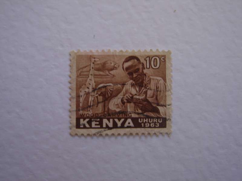 1963 Kenya - Wood Carver 10 c used, stamped