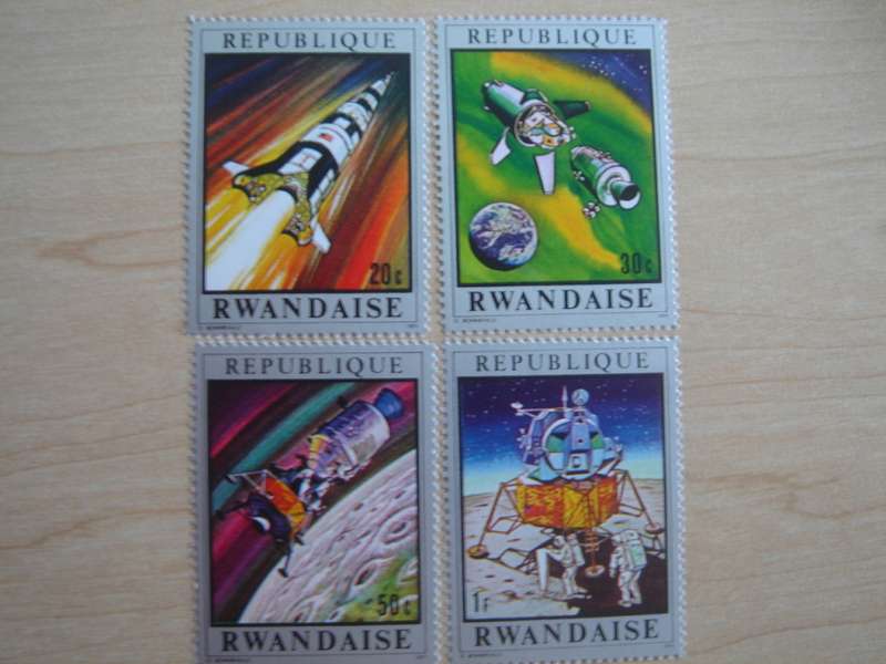 1970 Rwanda - Apollo 11 Mission 20,30,50 C, 1 F MNH