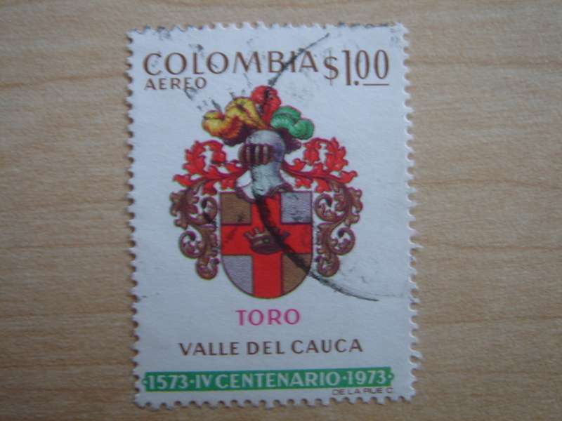 1973 Colombia - Valle de Gauca $ 1.00 Air used, stamped