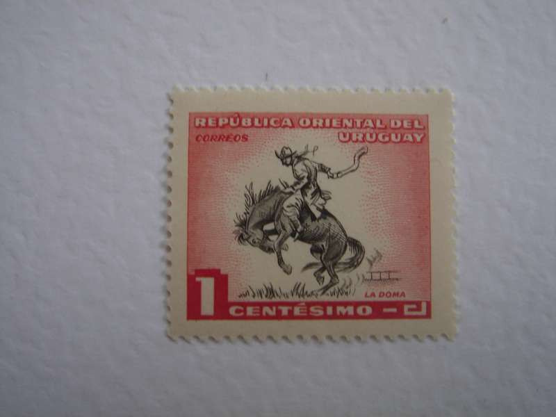 1954 Uruguay - Gaucho breaking horse 1 c MNH