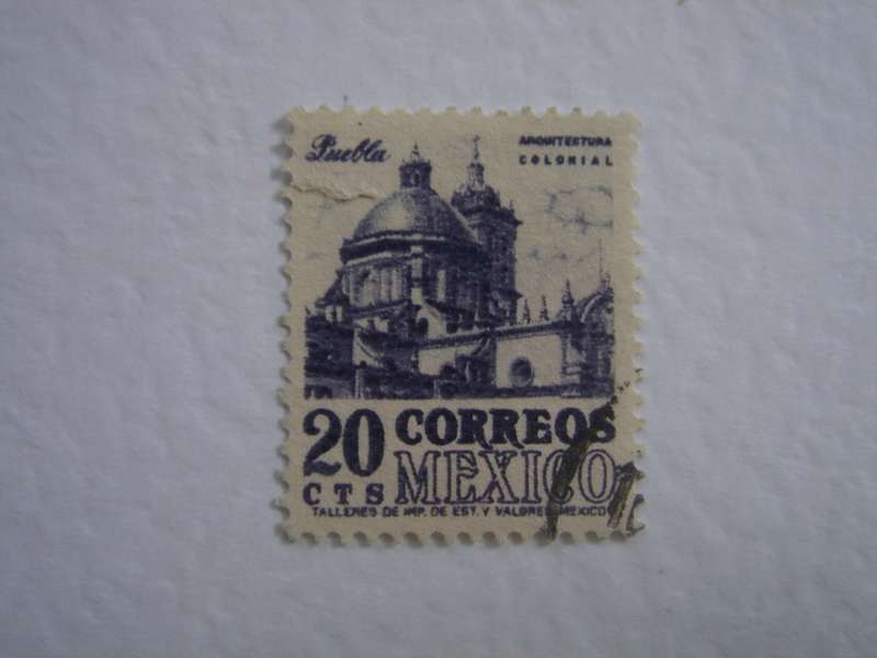 1950 Mexico - Puebla Cathedral 20 c used, stamped