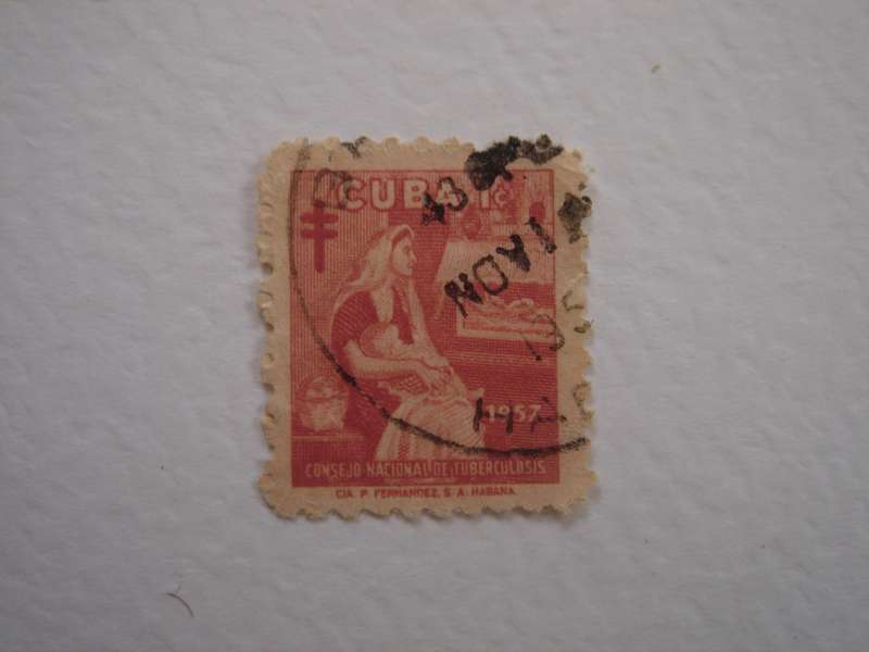 1957 Cuba - Anti Tubercolosis 1 c used, stamped