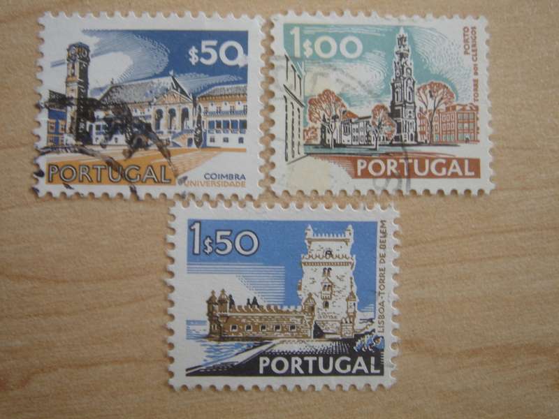 1972 Portugal - Torres 50 Coimbra, 100 Porto, 150 Lisboa used, stamped