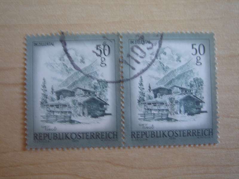 1975 Austria - Im Zillertal 2 x 50 g horizontal pair used, stamped