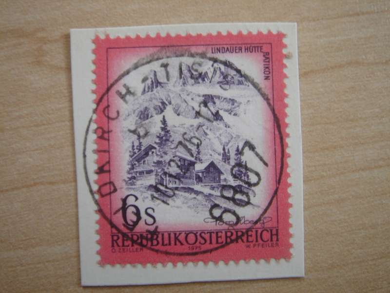 1975 Austria - Lindauer Huette Ratikon 6 S on postal item, stamped