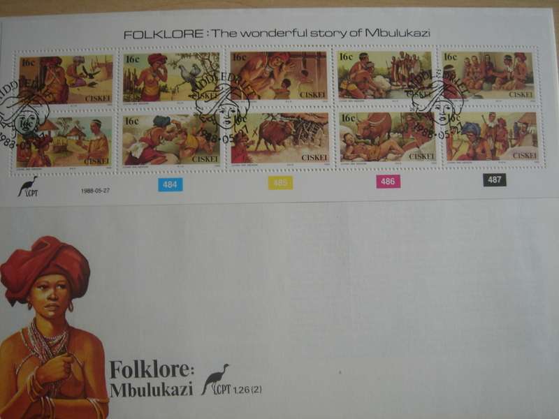 1988 Ciskei Folklore - The Story of Mbulukazi Block of 10 x 16 c on FDC