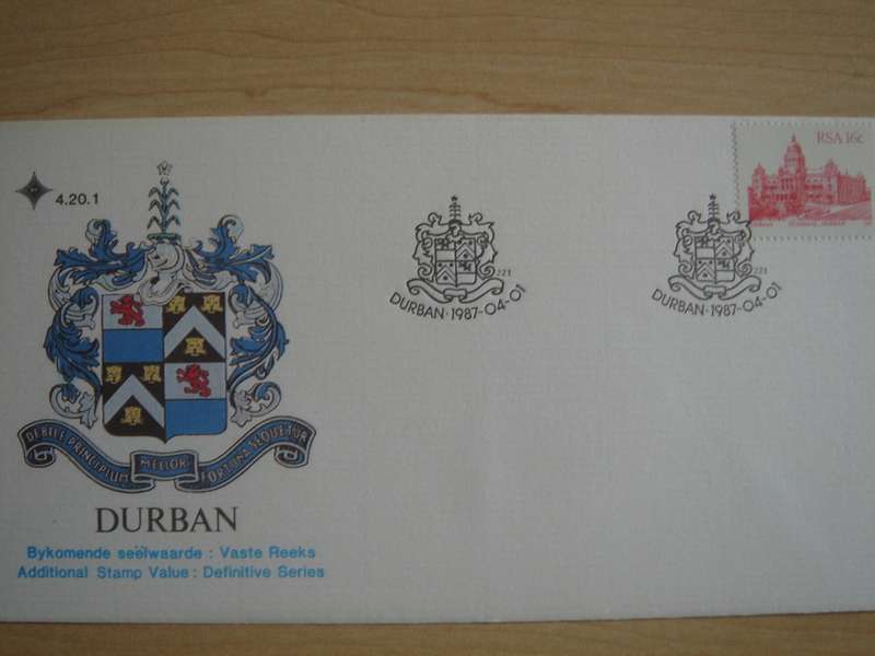 1987 RSA - Durban Townhall 16 c on FDC