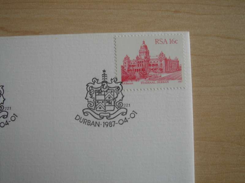 1987 RSA - Durban Townhall 16 c on FDC