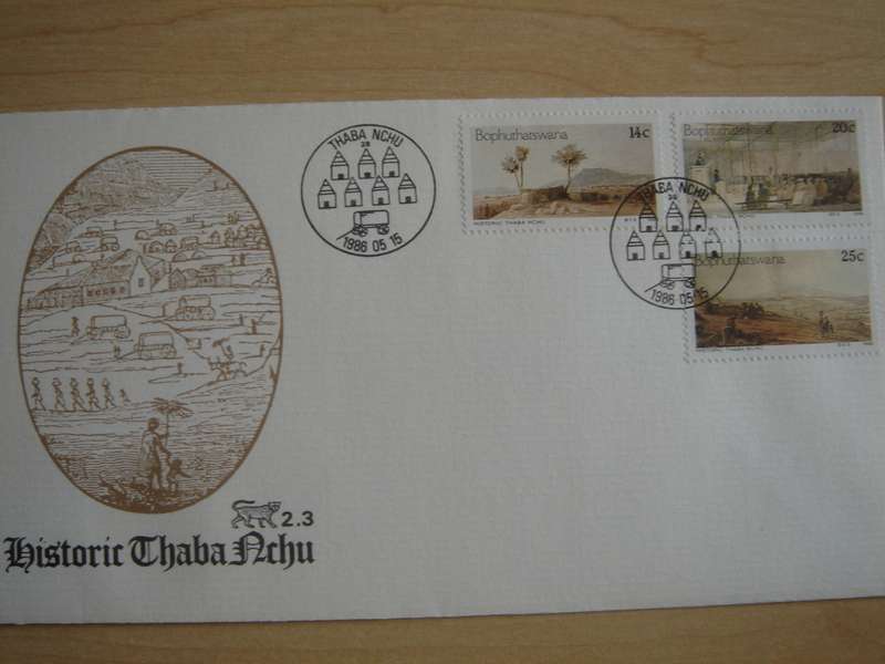 1986 Bophuthatswana - Historic Thaba Nchu 14,20,25 c on FDC