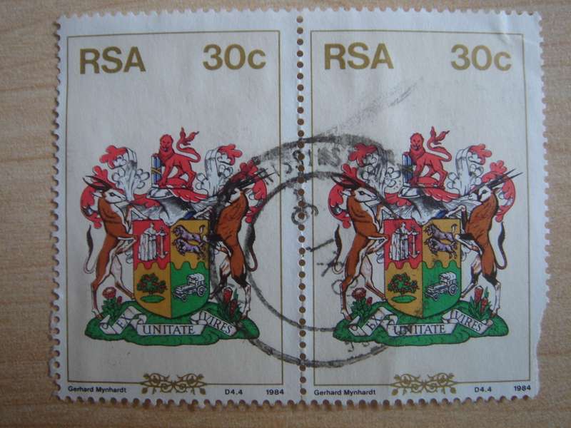 1984 RSA - Coat of Arms 30 c horizontal pair used, stamped