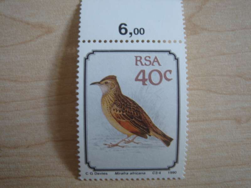 1990 RSA - Rufous-naped Lark 40 c MNH with border