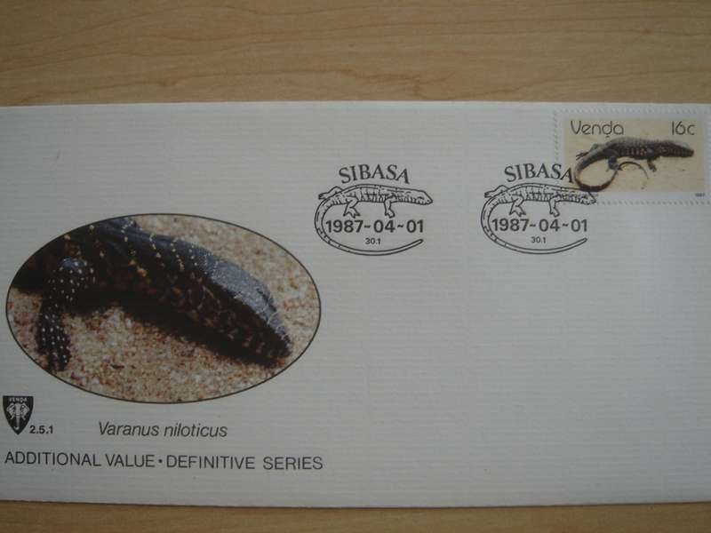 1987 Venda - Water Monitor 16 c stamped on FDC
