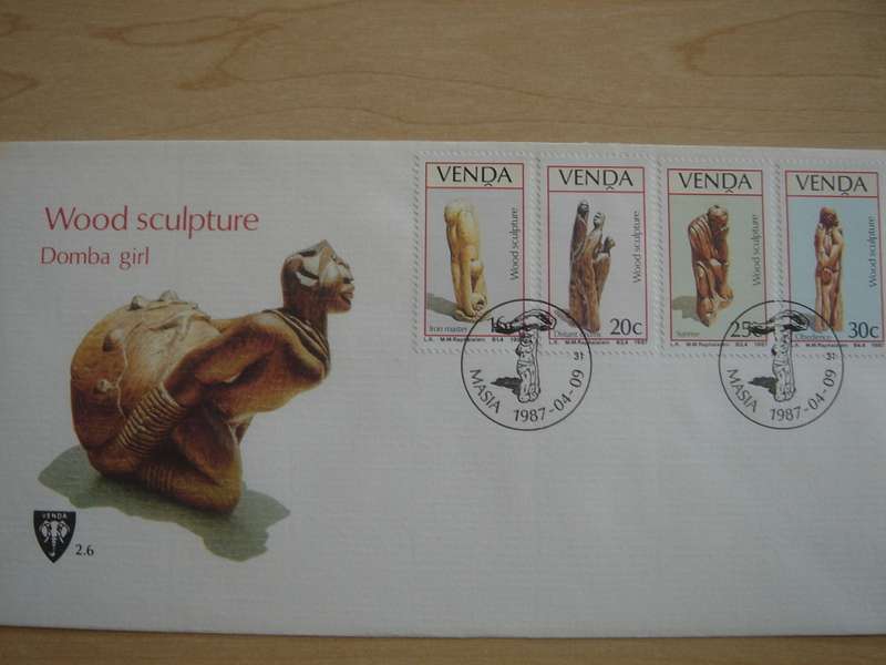 1987 Venda - Wood Sculptures 16,20,25,30 c stamped on FDC