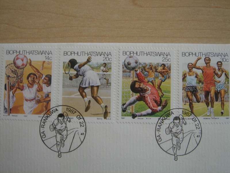 1987 Bophuthatswana - Sport 14,20,25,30 c stamped on FDC
