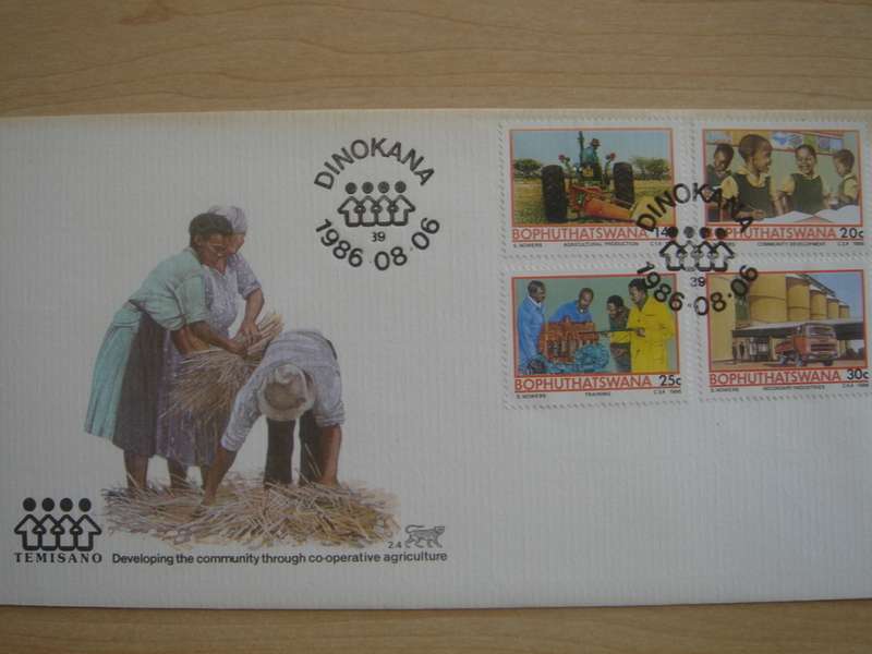 1986 Bophuthatswana - Development 14,20,25,30 c stamped on FDC