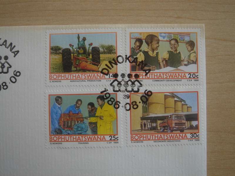 1986 Bophuthatswana - Development 14,20,25,30 c stamped on FDC