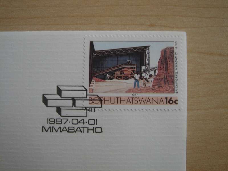 1986 Bophuthatswana - Brick Making 16 c stamped on FDC