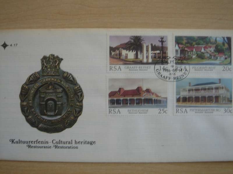 1986 RSA - Heritage Series 14,20,25,30 c stamped on FDC