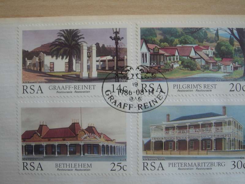 1986 RSA - Heritage Series 14,20,25,30 c stamped on FDC