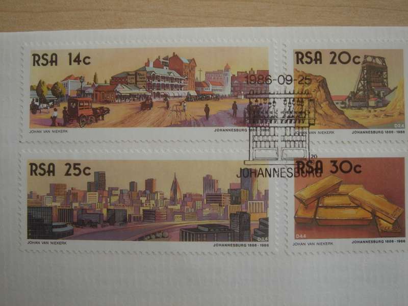 1986 RSA - The Golden City Series 14,20,25,30 c stamped on FDC