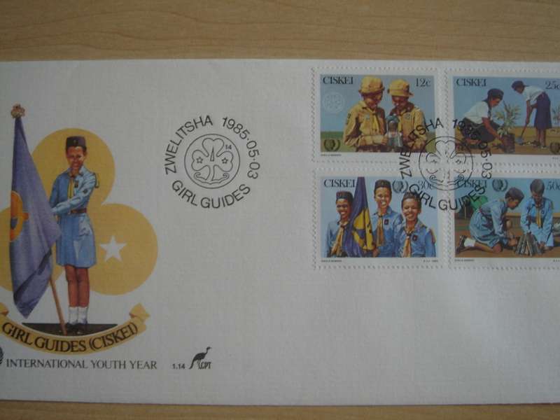 1985 Ciskei - Girl Guides 12,25,30,50 c stamped on FDC