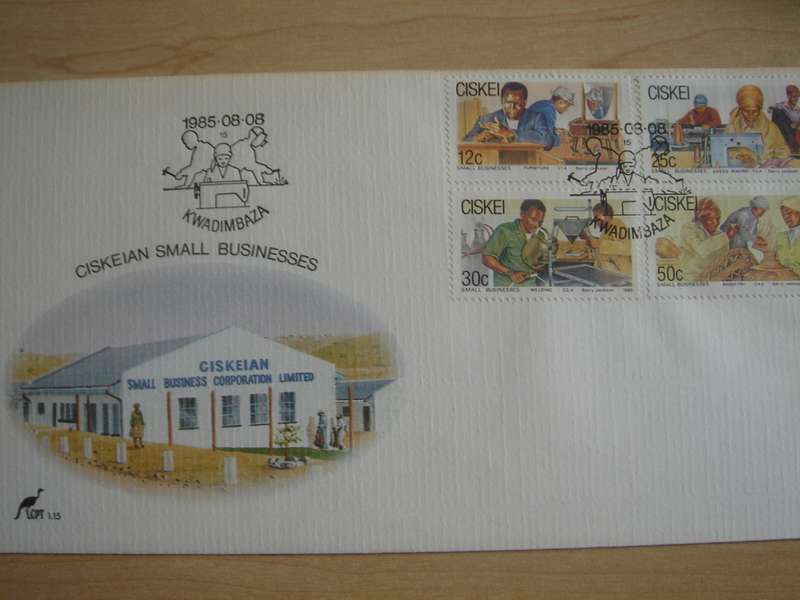 1985 Ciskei - Small Businesses 12,25,30,50 c stamped on FDC
