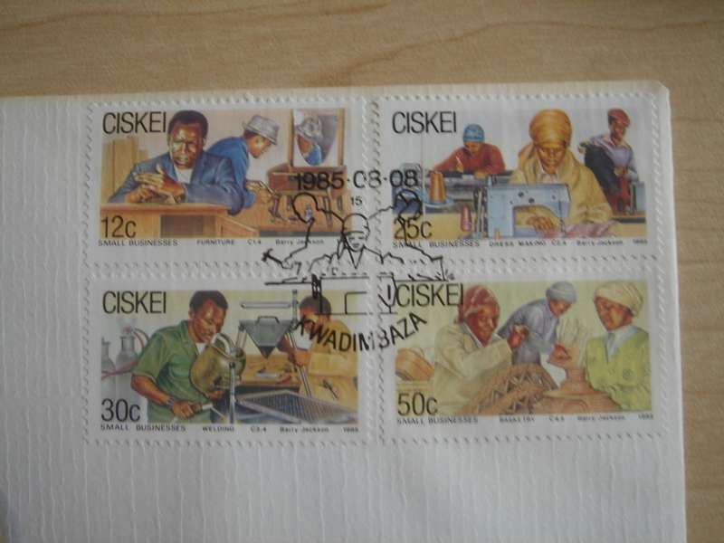 1985 Ciskei - Small Businesses 12,25,30,50 c stamped on FDC